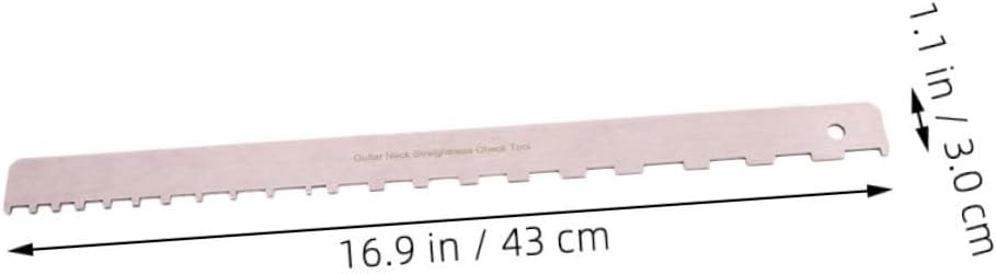PRETYZOOM 2pcs Notched Guitar Neck Straight Edge Ruler Stainless Steel Luthier Measuring Tool for Electric Guitar and Bass Fretboard Setup String Action Gauge