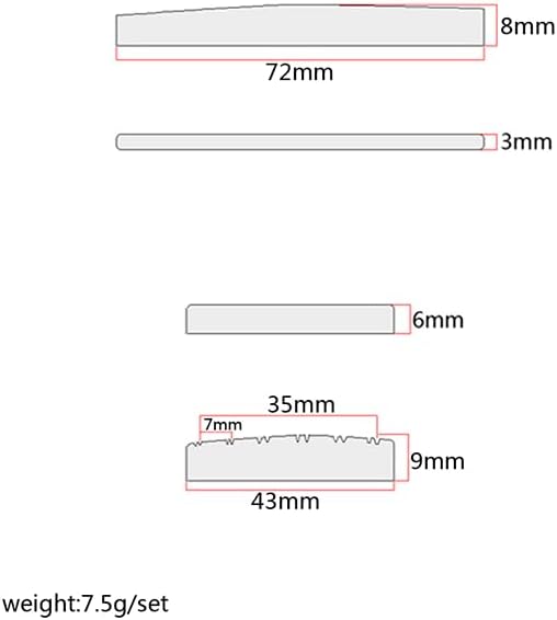 Guitar Action Gauge Ruler with Camel Bone Guitar Bridge Saddle and Nut Set