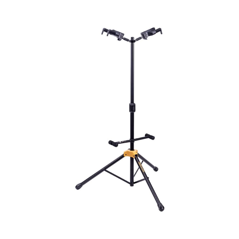 Hercules Stands GS422B PLUS Dual Guitar Stand with Auto Grip System and Foldable Yoke | Dual Stand with Auto Grip Yokes That Lock, Fits Necks 40-52 Mm, Folding Backrests, Height Clutch