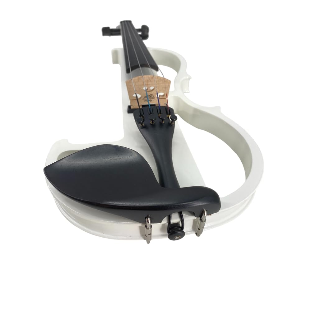 4/4 Full Size Electric Violin – Silent Electric Violin with Headphone Jack, Ebony Fittings – Includes Case, Bow, – Ideal for Practice & Performance (Black)