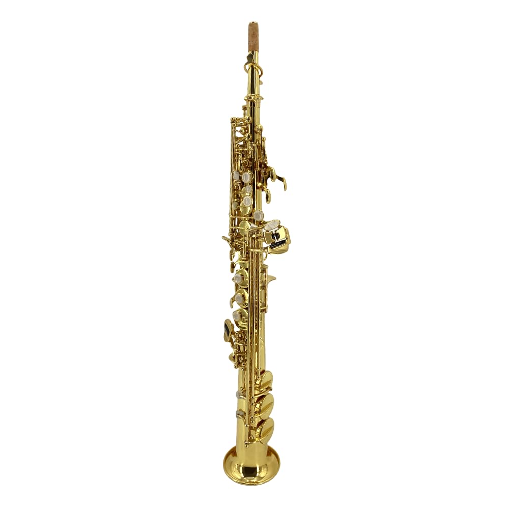 Straight Soprano Saxophone Bb B Flat Sax with Case, Mouthpiece,Reeds & Accessories Brass Woodwind Instrument for Beginners,Adults & Advanced Players