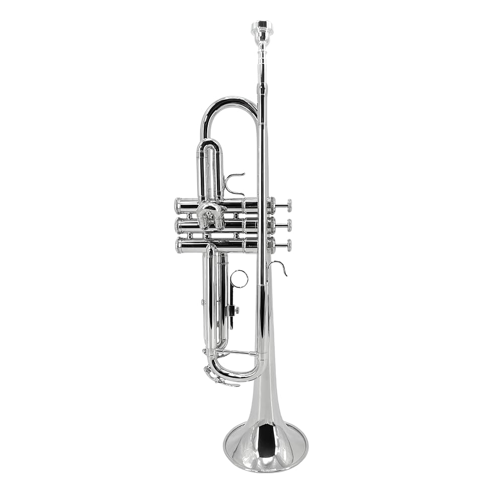 Bb Trumpet for Beginners – Standard B Flat Brass Instrument with 7C Mouthpiece, Hard Case & Cleaning Kit, Student Trumpet for Band Practice, Lessons & Gift (Golden)