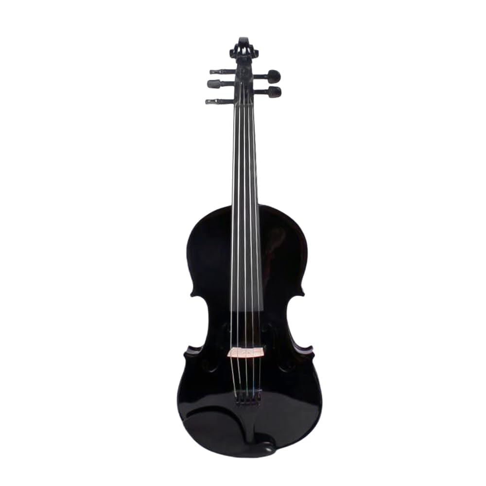 Vetimobato 16 Inch 5-String Electric Viola - FCGDA Tuning Electric Acoustic Viola for Students, Adults, Professional - Handmade Maple & Spruce Body with Ebony Fittings, Case, Bow (Black)