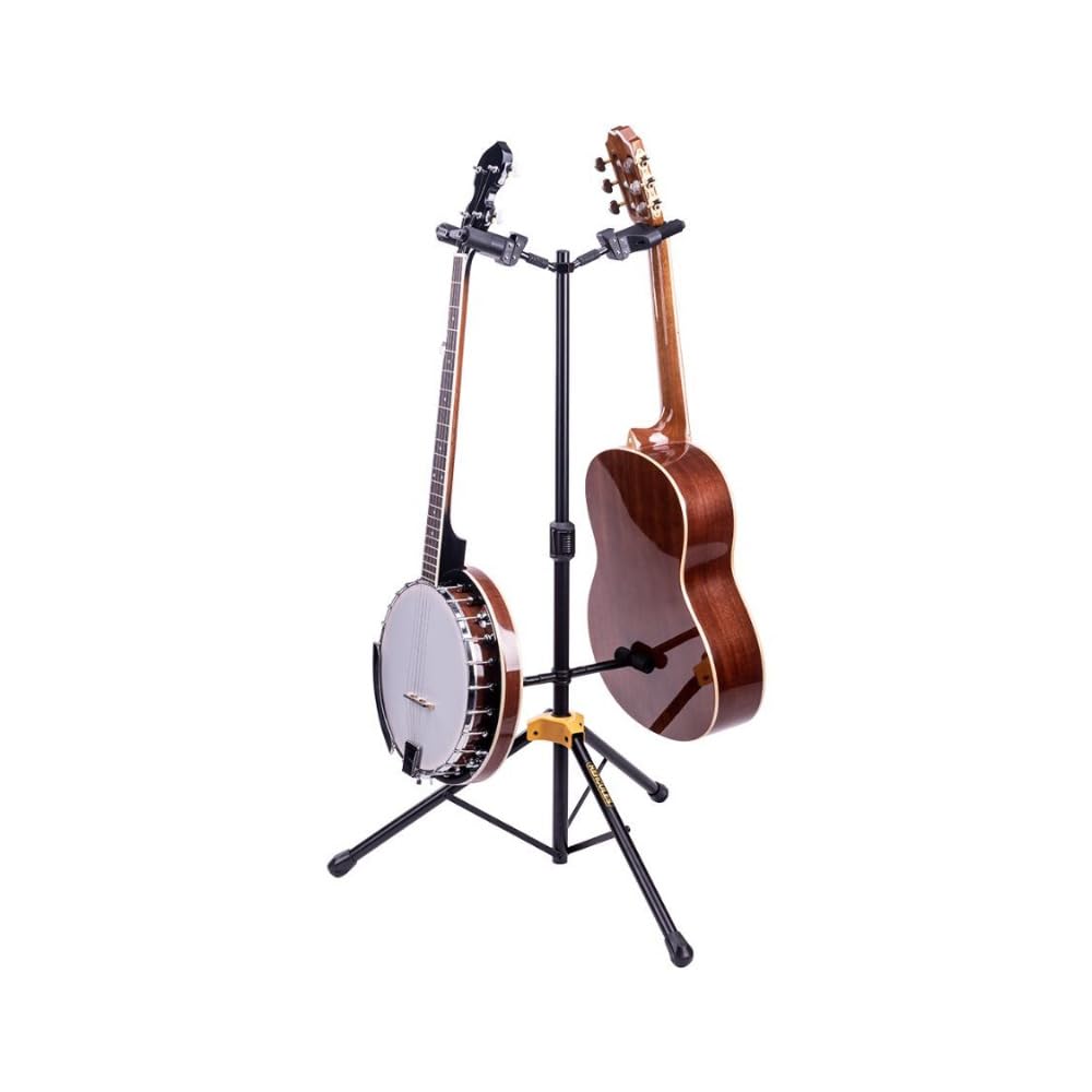 Hercules Stands GS422B PLUS Dual Guitar Stand with Auto Grip System and Foldable Yoke | Dual Stand with Auto Grip Yokes That Lock, Fits Necks 40-52 Mm, Folding Backrests, Height Clutch