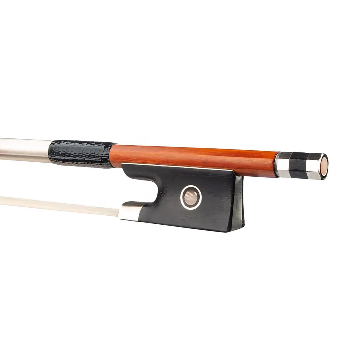 AMZZ Professional 1/2 Violin Bow – Brazilwood, Ebony Frog, White Horsehair, Handmade & Balanced for Students & Advanced Players