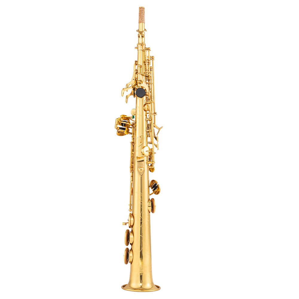 Soprano Saxophone SAX Bb Brass Lacquered Gold Body and Keys Woodwind instruments (gold)