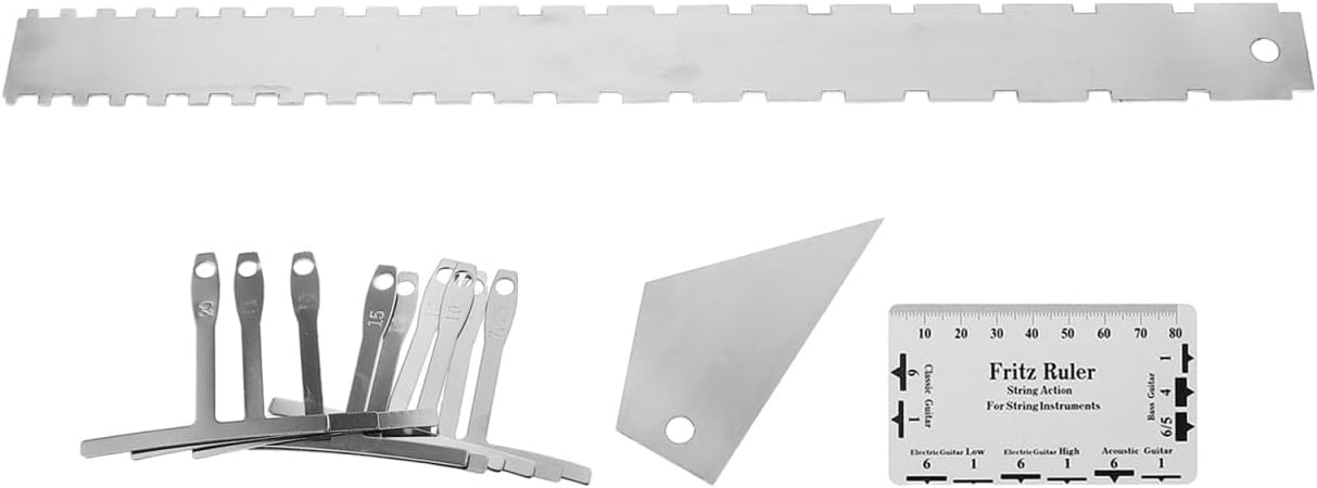 Kisangel 1 Set Guitar Luthier Tools Radius Gauge String Action Ruler Notched Radius Gauges Neck Notched Fret Rocker For Electric Guitar Setup Accessories