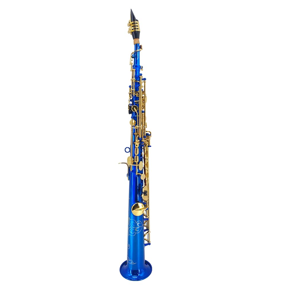 Bb Straight Soprano Saxophone–Gold Lacquer Finish, Ergonomic Design with Case, Mouthpiece, Neck Strap & Accessories, Ideal for Beginners & Advanced Players（Golden）