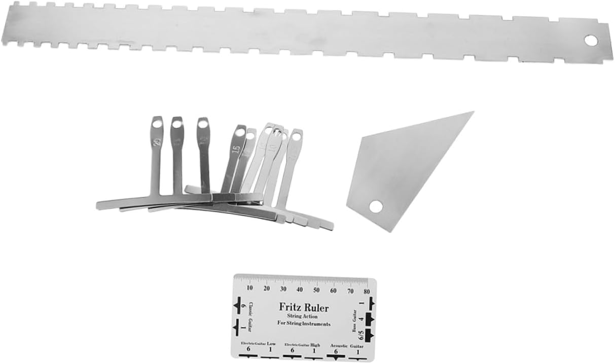 Guitar String Action Gauge Ruler Steel String Action Gauge Luthier Tools Set for Electric Guitar Neck Height Measurement and Bass Setup Repair