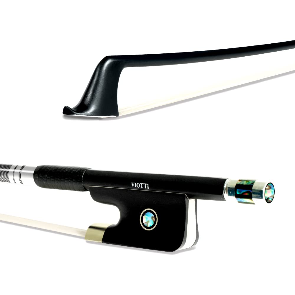 Viotti Carbon Fiber Cello Bow, Hand Crafted by Professional Bow Makers, Strong, Stiff & Well Balanced, Made with Mongolian Horse Hair, For Cellist of All Skill Levels