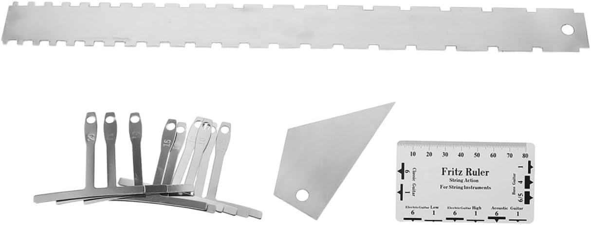 YARNOW 1 Set Luthier Tools Guitar Neck Notched Straight Edge Radius Gauge String Action Gauge Ruler Fret Rocker Instrument Accessories For Bass Setup Tool