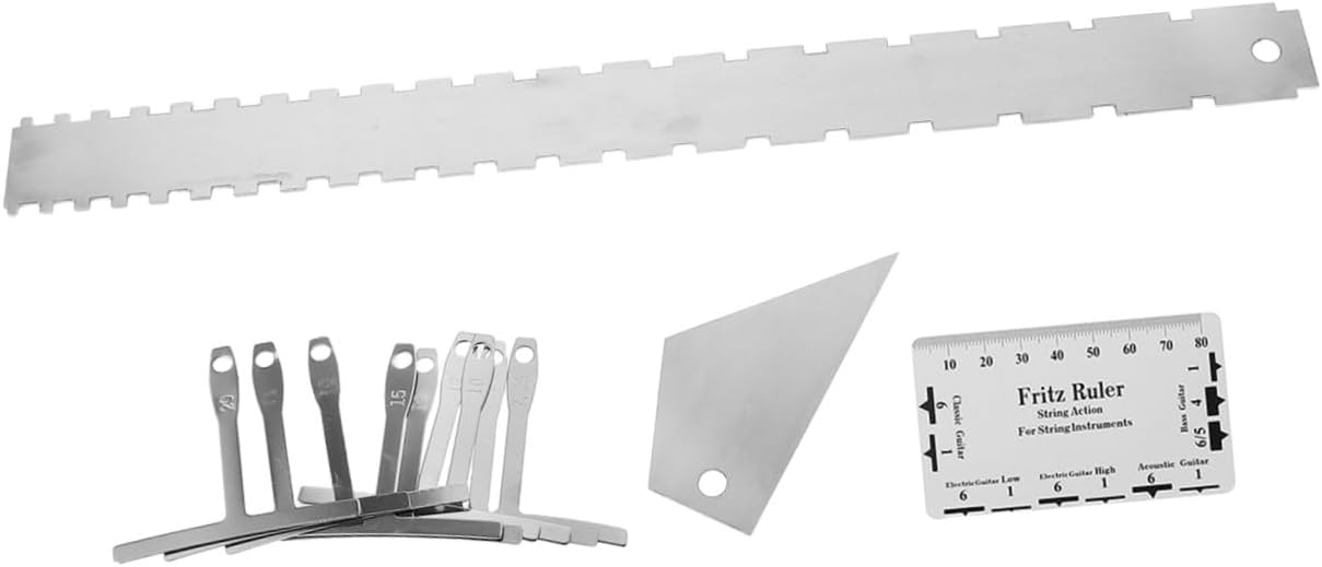 Guitar Luthier Tools String Action Ruler Radius Gauge Neck Straight Edge Fretboard Ruler for Electric Guitar Setup and String Height Measurement