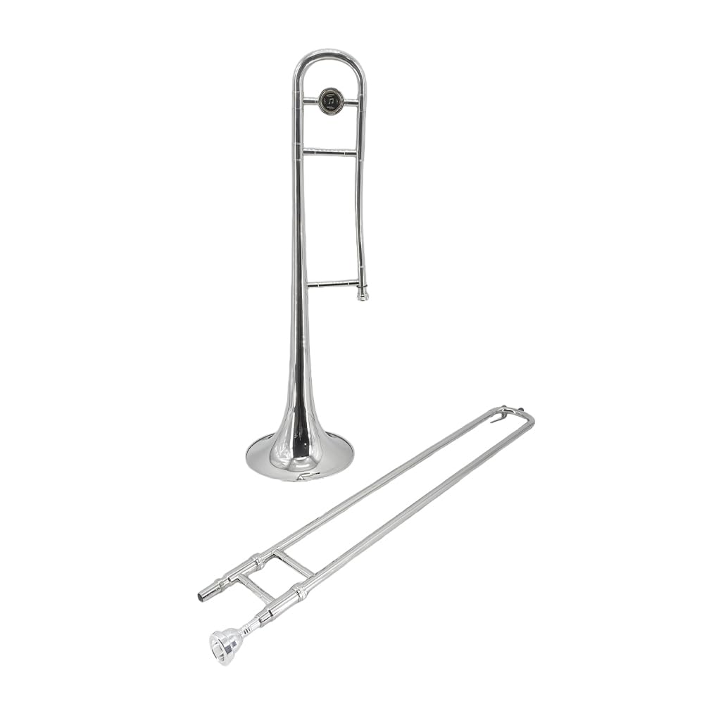 B flat Tenor Trombone, 0.5-Inch Bore, 8.07-Inch Brass Bell with Lacquer Finish, 12C Mouthpiece, Student & Beginner Slide Trombones with Case & Accessories