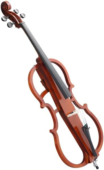 4/4 Full-Size Electric Cello Package for Adults & Beginners, Includes Portable Case, Bow, Rosin, Earphones, and Connection Cable - Natural Finish