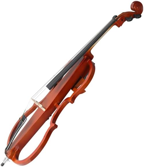 4/4 Full-Size Electric Cello Package for Adults & Beginners, Includes Portable Case, Bow, Rosin, Earphones, and Connection Cable - Natural Finish