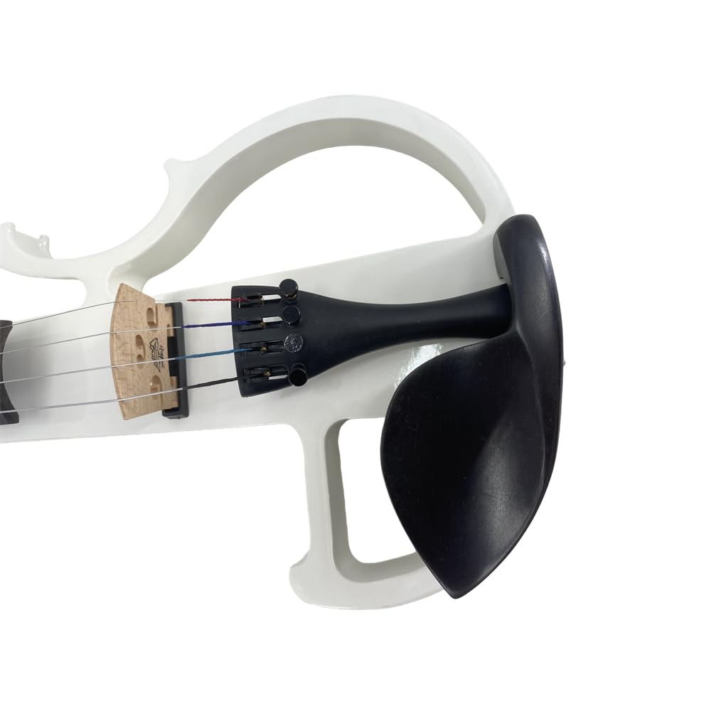 4/4 Full Size Electric Violin – Silent Electric Violin with Headphone Jack, Ebony Fittings – Includes Case, Bow, – Ideal for Practice & Performance (Black)