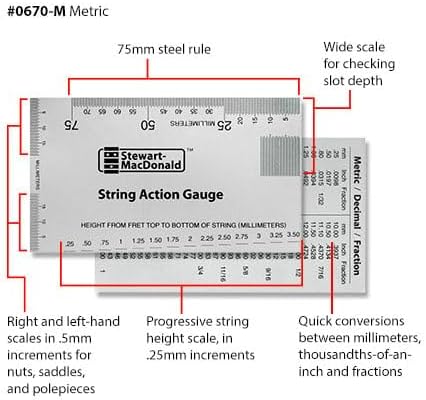 StewMac Action Adjustment Kit for Electric Guitar, Metric | Metric Tools; String Action Gauge, 9 Understring Radius Gauges