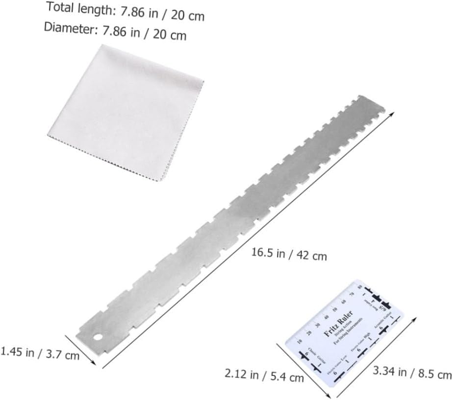 2Sets Guitar Luthier Measuring Tools Notched Straight Edge String Action Gauge Ruler Durable for Accurate Neck Measurement Fretboard Flatness
