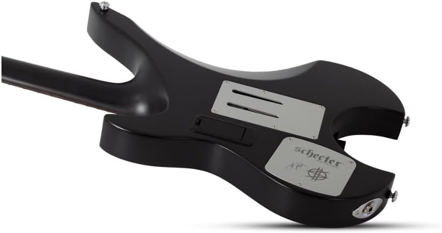 Schecter Synyster Gates Custom-6 TR-S Headless Signature Electric Guitar - Black | Chambered Mahogany with Maple Center, Sustainiac Neck Plus Schecter Synyster Gates Bridge Humbucker, Hipshot Trem, 25.5 Scale