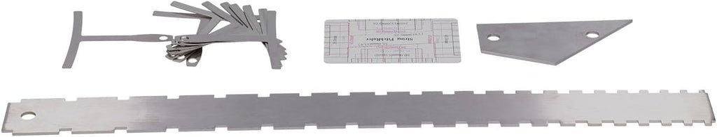 Jiawu Guitar Measuring Tool Set Silver Neck Arc Chord Leveling Ruler Gauge Kit for Luthier, Stainless Steel Fret Rocker String Action Gauge Nut Saddle Height Measurement, 13-Piece (Silver)