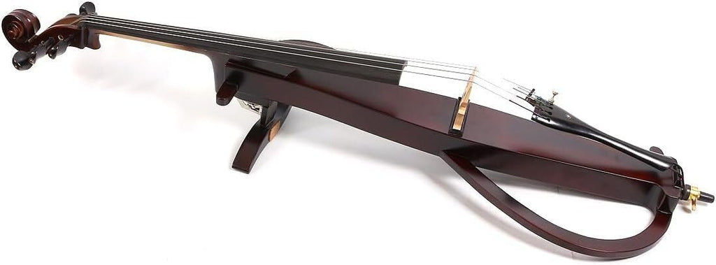 Yinfente 5 string Electric Cello 4/4 Full Size Solid wood Violoncello Ebony cello Fittings cello Bag, Bow, Rosin, Aux Cable Black Cellos for beginners and professional cello-28