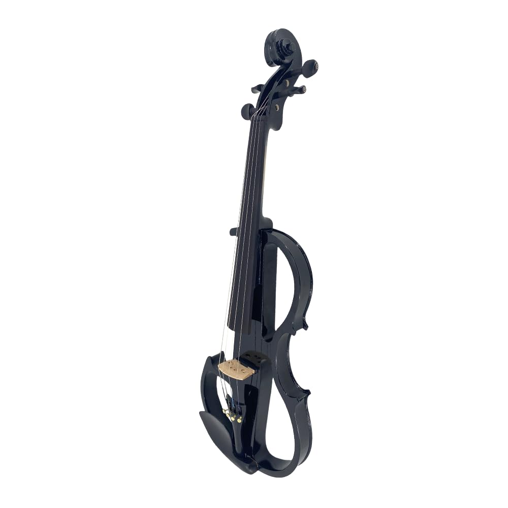 4 String Electric Viola Full 4/4 Size, Silent Practice Viola, Solid Wood Metallic Electric Violas with Ebony Fittings, Beginner Kit for Adults Teens (black)
