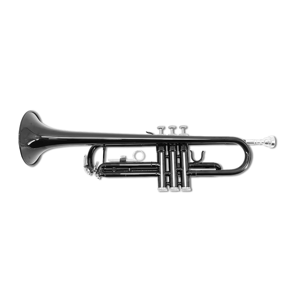 Yinfente Bb Standard Trumpet Set for Beginner or Advance Student, Brass Student Trumpet Instrument With Hard Case, 7C Mouthpiece, Cleaning Kit,White Gloves Glod