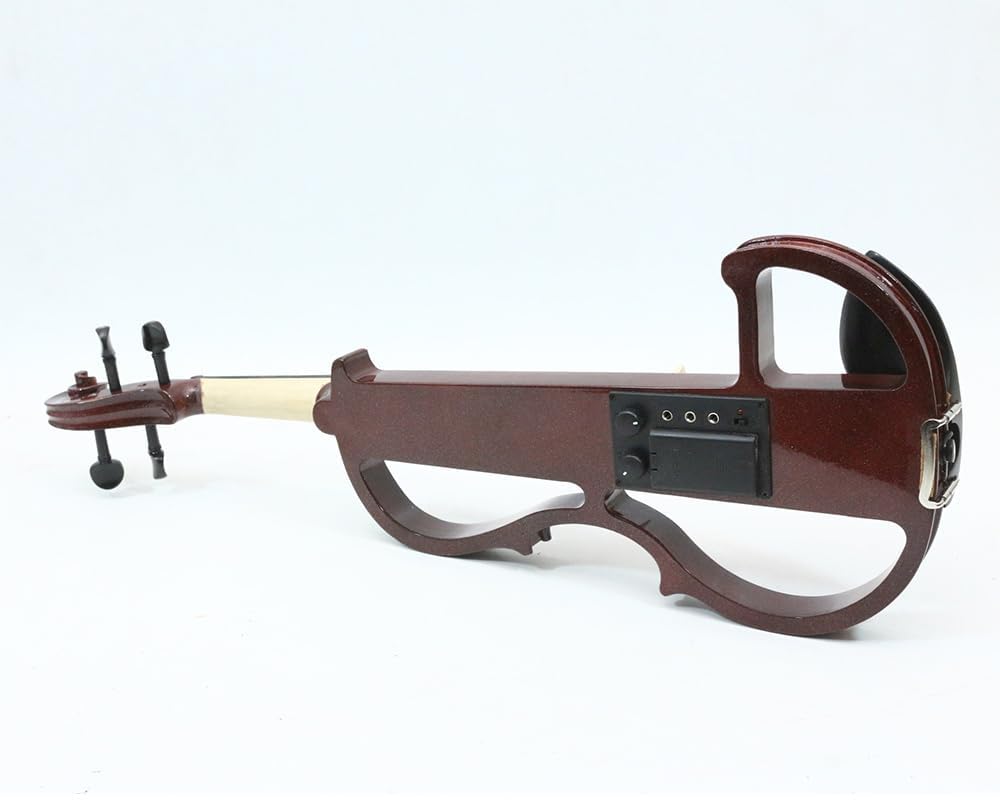 Vetimobato Electric Violin 4/4 Full Size Solid Wood Silent Violin Set for Adults Beginner Practice Electric Fiddle with Ebony Fittings Hard Case & Bow(4 String White)