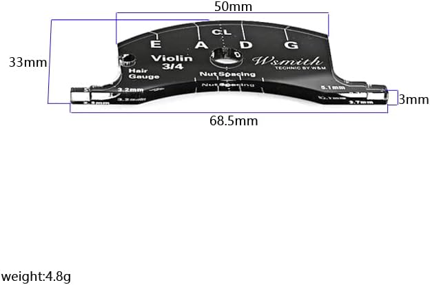 Alnicov Violin Bridges Repair Reference Tool Fingerboard Scraper Making Template Tool 3/4 Black
