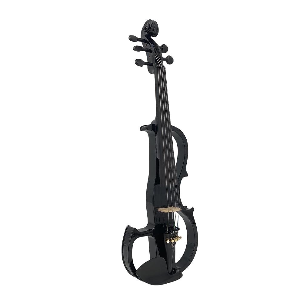 Vetimobato Electric Violin 4/4 Full Size Solid Wood Silent Violin Set for Adults Beginner Practice Electric Fiddle with Ebony Fittings Hard Case & Bow(4 String White)