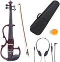 Cecilio Left-Handed Electric Violin - 1/2 Full Set Solid Wood Electric Silent Violin with Ebony Fittings, Ideal Gifts for Musicians & Music Enthusiasts, Mahogany Metallic