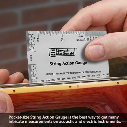 StewMac String Action Gauge And Ruler, Inches, Stainless Steel - Designed by StewMac, The Original measuring tool for acoustic and electric guitar, and bass setup