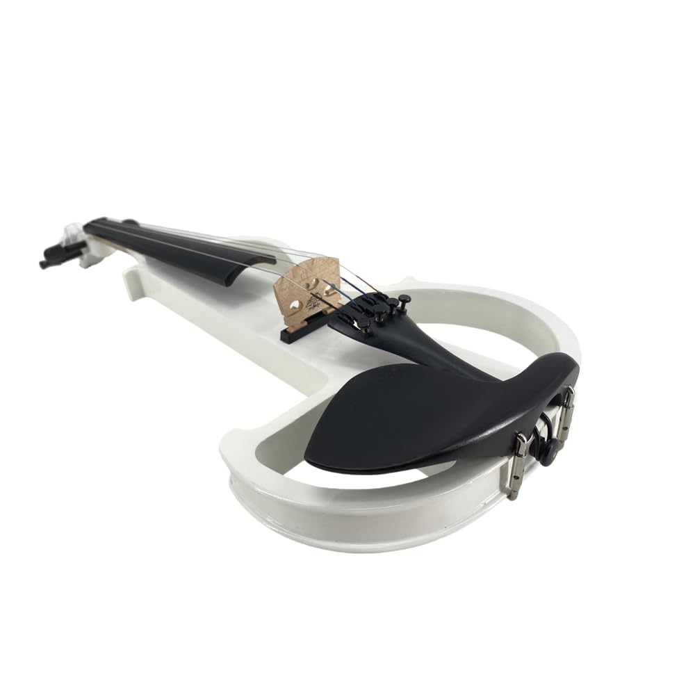 4/4 Full Size Electric Violin – Silent Electric Violin with Headphone Jack, Ebony Fittings – Includes Case, Bow, – Ideal for Practice & Performance (Black)