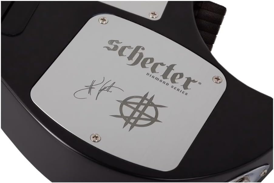 Schecter Synyster Gates Custom-6 TR-S Headless Signature Electric Guitar - Black | Chambered Mahogany with Maple Center, Sustainiac Neck Plus Schecter Synyster Gates Bridge Humbucker, Hipshot Trem, 25.5 Scale