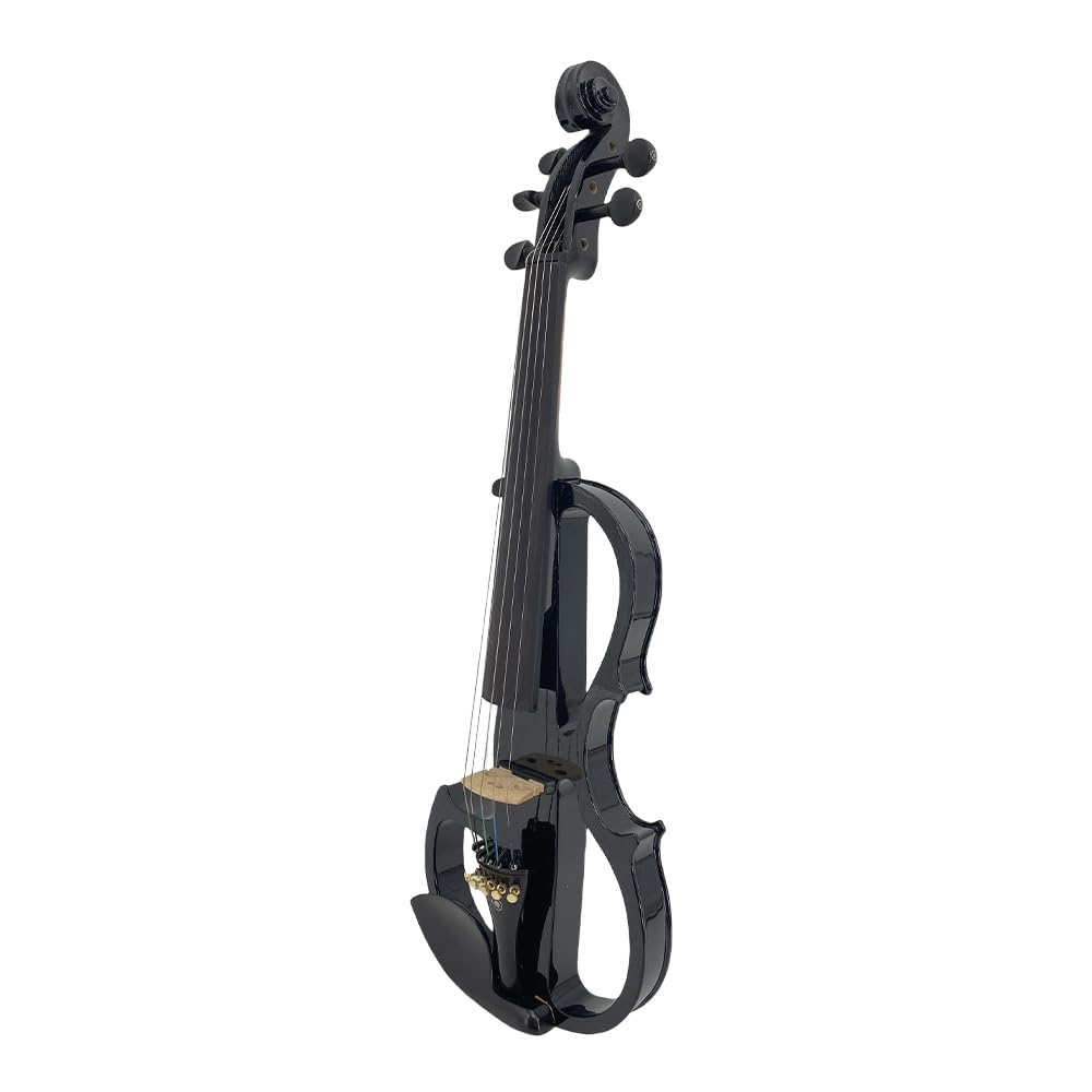 Vetimobato Electric Violin 4/4 Full Size Solid Wood Silent Violin Set for Adults Beginner Practice Electric Fiddle with Ebony Fittings Hard Case & Bow(4 String White)