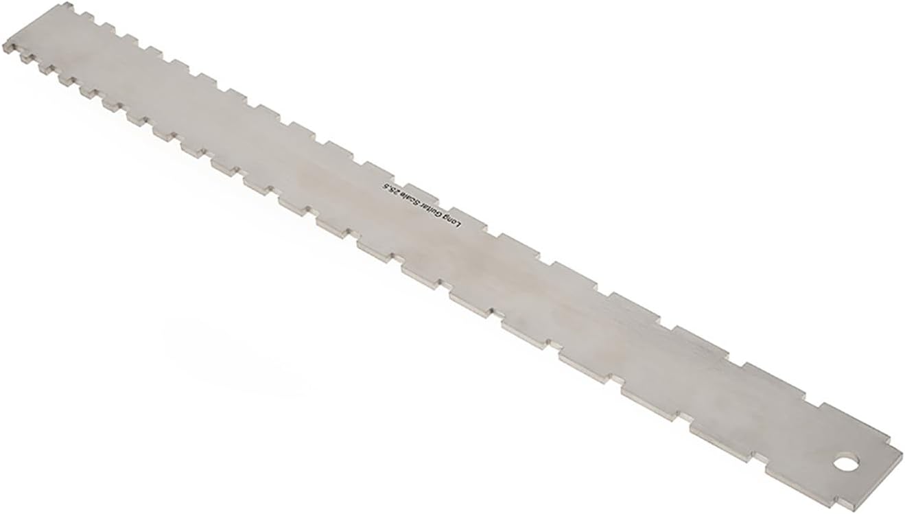 Guitar Neck Notched Straight Edge Ruler and String Action Height Gauge Set, Stainless Steel Fretboard Leveling Tool with Dual Scale for Fender 25.5" and 24.75", for Luthiers
