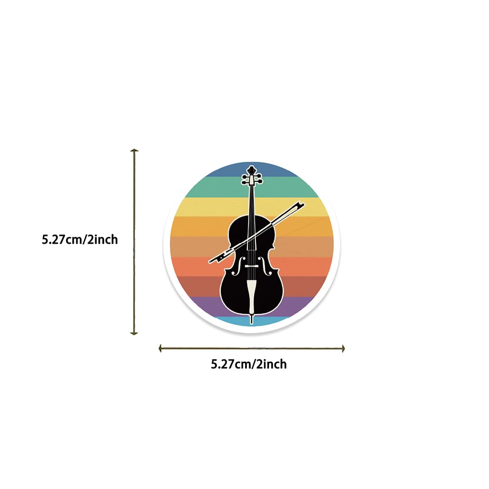 50Pcs Violin Stickers Musical Instrument Waterproof Vinyl Decals | Peel and Stick waterproof sun-proof removable Reusable for Water Bottles Laptop Mobile Phone Skateboard Guitar Decoration