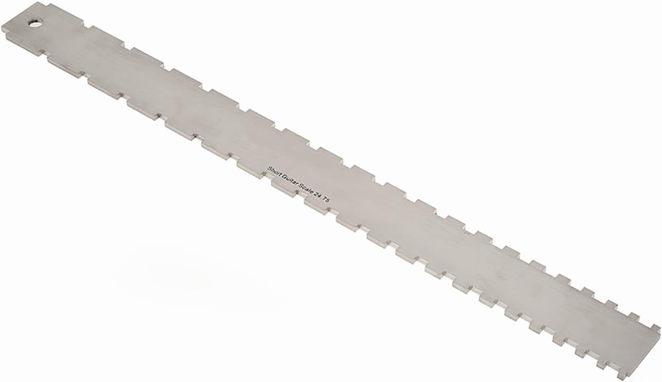 Guitar Neck Notched Straight Edge Ruler and String Action Height Gauge Set, Stainless Steel Fretboard Leveling Tool with Dual Scale for Fender 25.5" and 24.75", for Guitar Setup
