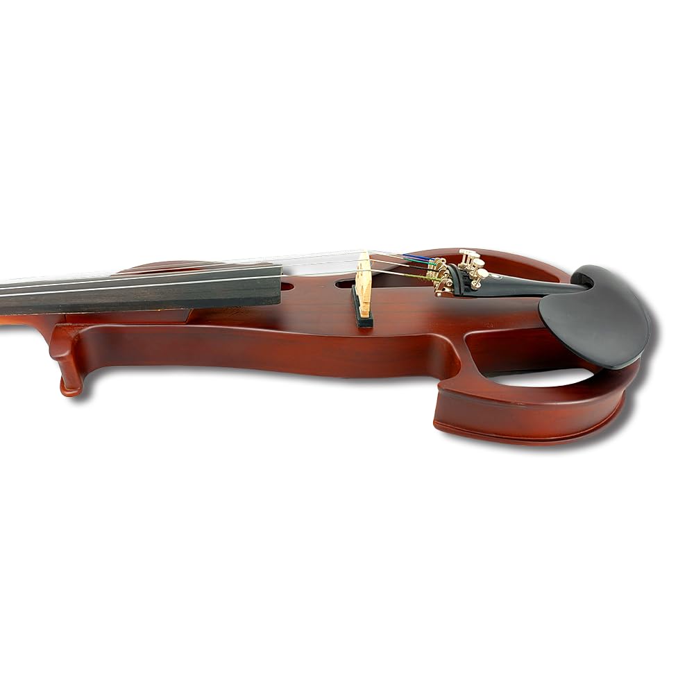 Vetimobato Electric Violin 4/4 Full Size Solid Wood Silent Violin Set for Adults Beginner Practice Electric Fiddle with Ebony Fittings Hard Case & Bow(4 String White)