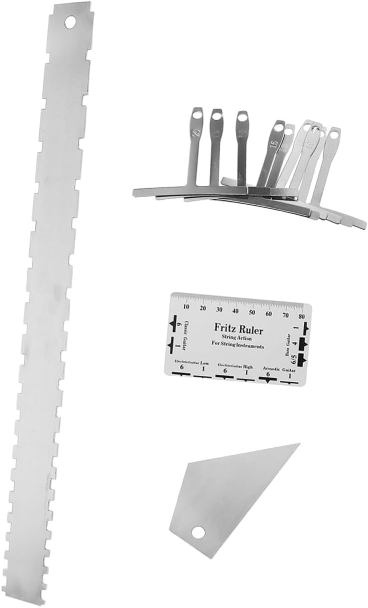 YARNOW 1 Set Luthier Tools Guitar Neck Notched Straight Edge Radius Gauge String Action Gauge Ruler Fret Rocker Instrument Accessories For Bass Setup Tool