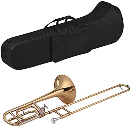 Bb Flat Tenor Trombone with F Attachment – Standard Intermediate Slide Trombone in Gold Finish, Brass Body, Smooth Slide, For Band Orchestra Jazz Players