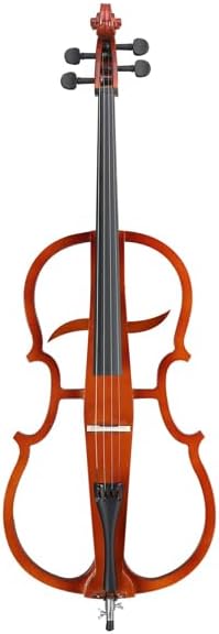 4/4 Full-Size Electric Cello Package for Adults & Beginners, Includes Portable Case, Bow, Rosin, Earphones, and Connection Cable - Natural Finish