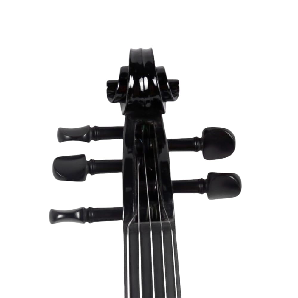 Vetimobato 16 Inch 5-String Electric Viola - FCGDA Tuning Electric Acoustic Viola for Students, Adults, Professional - Handmade Maple & Spruce Body with Ebony Fittings, Case, Bow (Black)