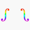 Rainbow F Holes Violin Viola Cello Bass Bumper Sticker Vinyl Decal 5"