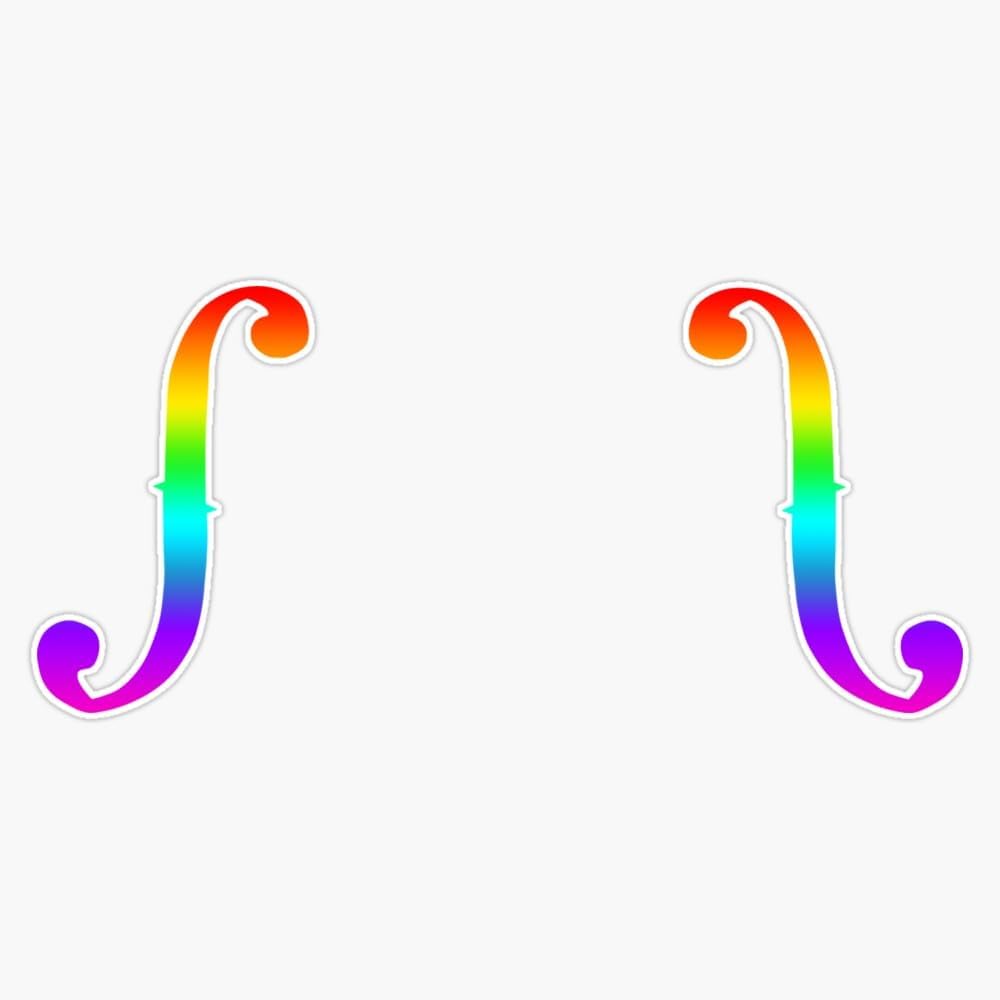 Rainbow F Holes Violin Viola Cello Bass Bumper Sticker Vinyl Decal 5"