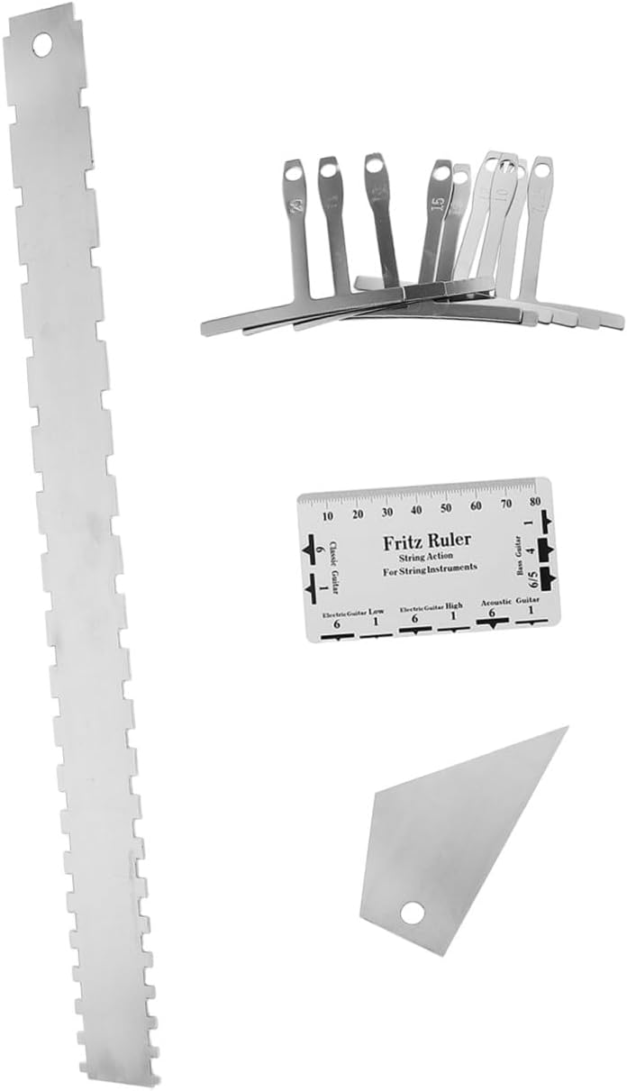 Luthier Guitar String Action Gauge Ruler Steel Radius Gauge Fret Rocker Measuring Tool for Electric and Bass Guitar Setup and Repair