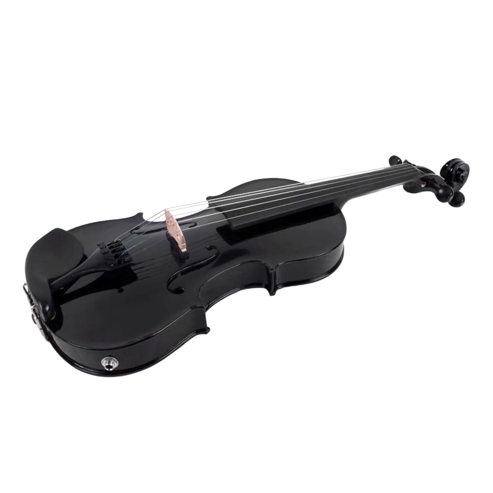 Vetimobato 16 Inch 5-String Electric Viola - FCGDA Tuning Electric Acoustic Viola for Students, Adults, Professional - Handmade Maple & Spruce Body with Ebony Fittings, Case, Bow (Black)
