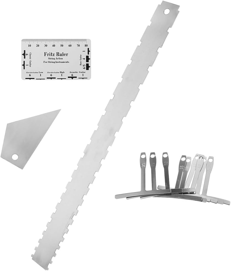 PRETYZOOM Guitar String Action Gauge Ruler Radius Gauge Set Multifunctional Luthier Tool for Electric Guitar String Height and Fret Gap Measurement for Bass