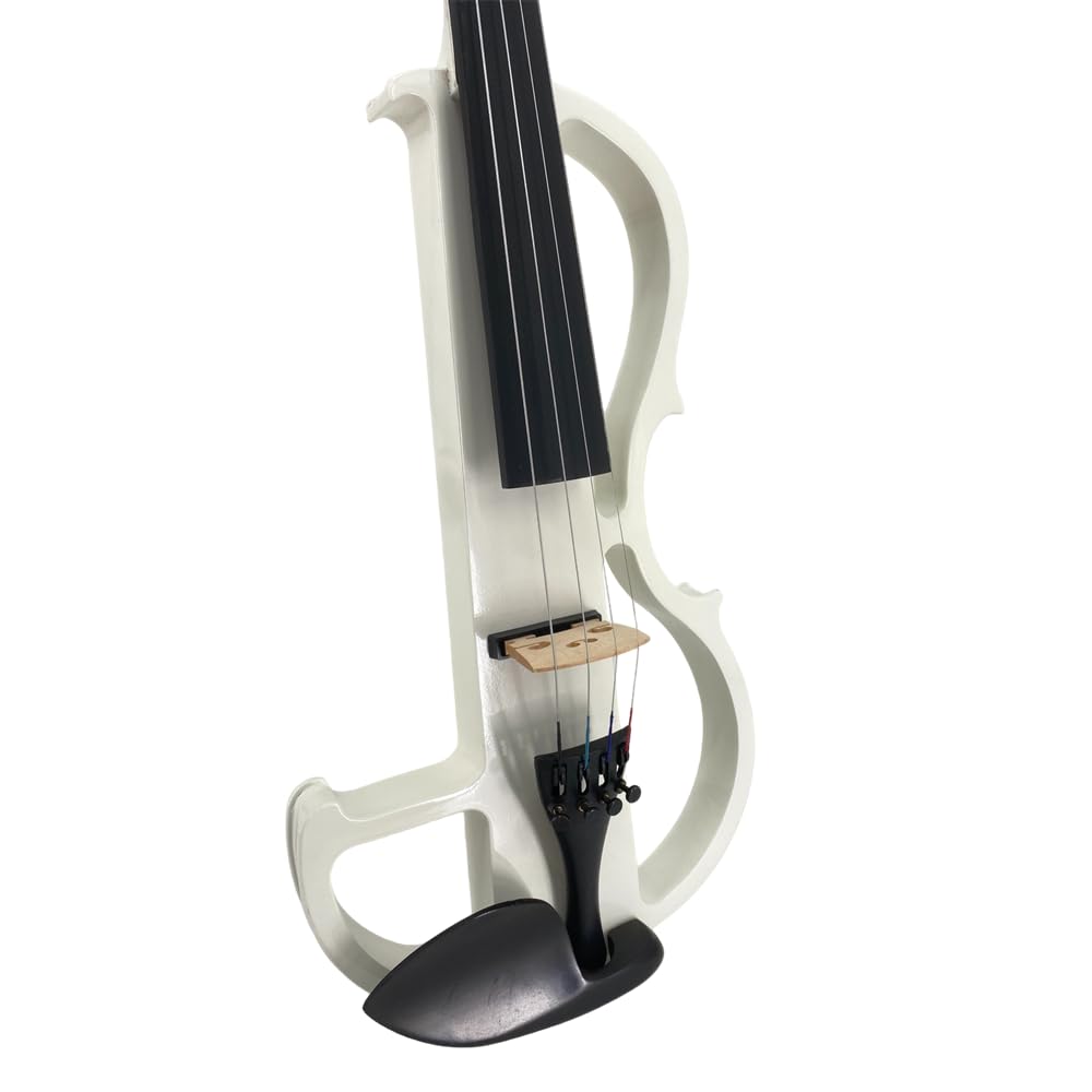 4/4 Full Size Electric Violin – Silent Electric Violin with Headphone Jack, Ebony Fittings – Includes Case, Bow, – Ideal for Practice & Performance (Black)
