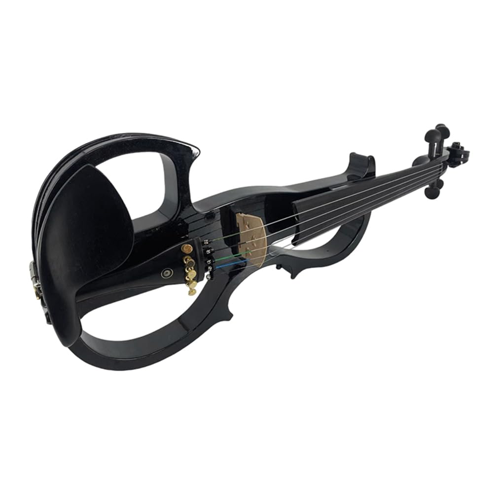 4/4 Full Size Electric Violin – Silent Electric Violin with Headphone Jack, Ebony Fittings – Includes Case, Bow, – Ideal for Practice & Performance (Black)